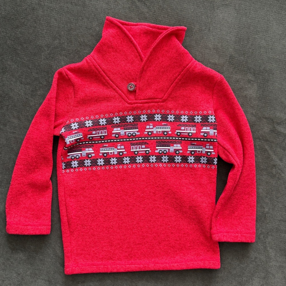 jumping beans Red Fire Truck Pullover Sweater